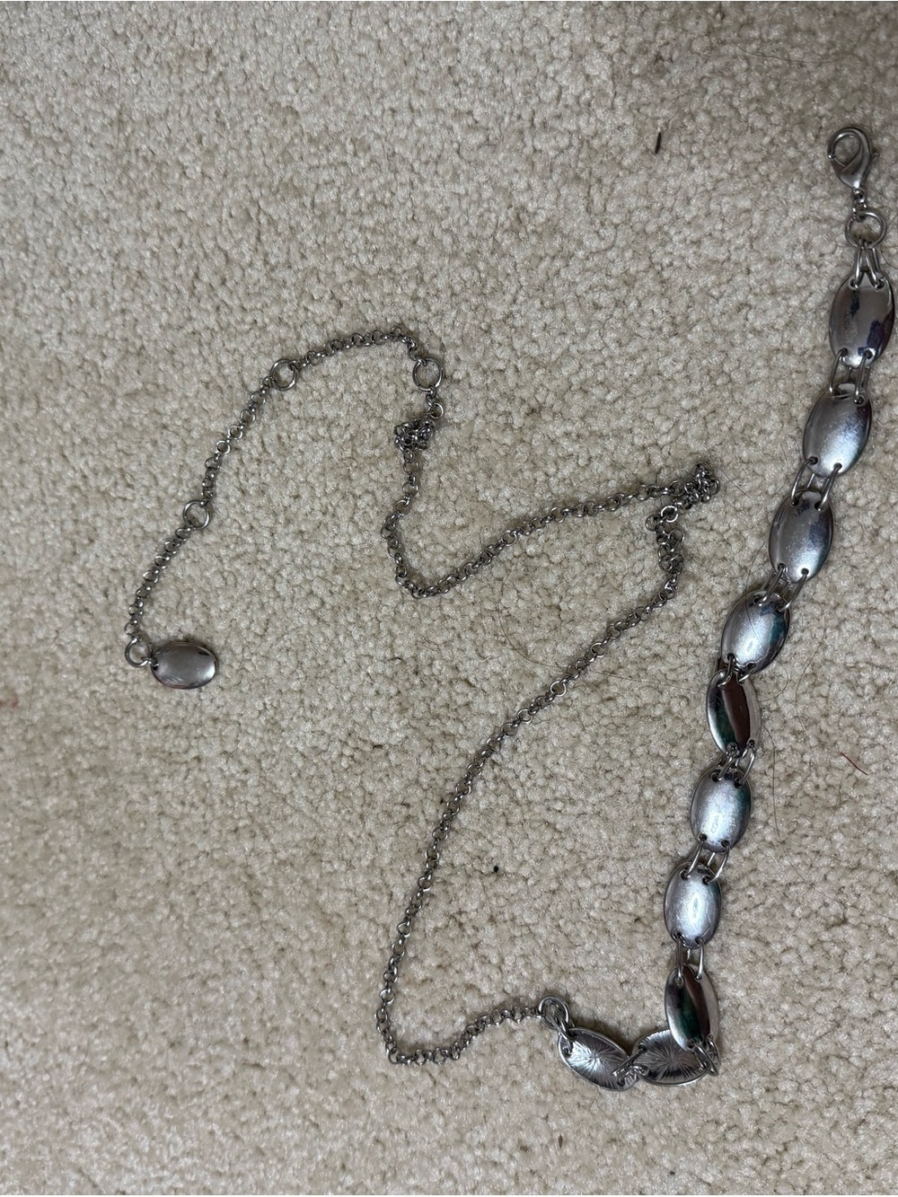 Sterling Silver Tone Linked Necklace - Silver